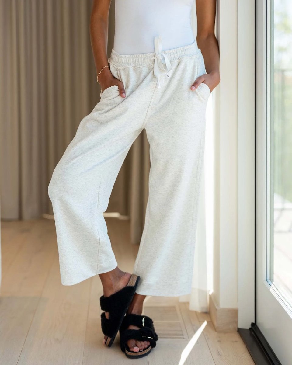 Frenchie Wide Leg Pant in Ash Heather by Mersea
