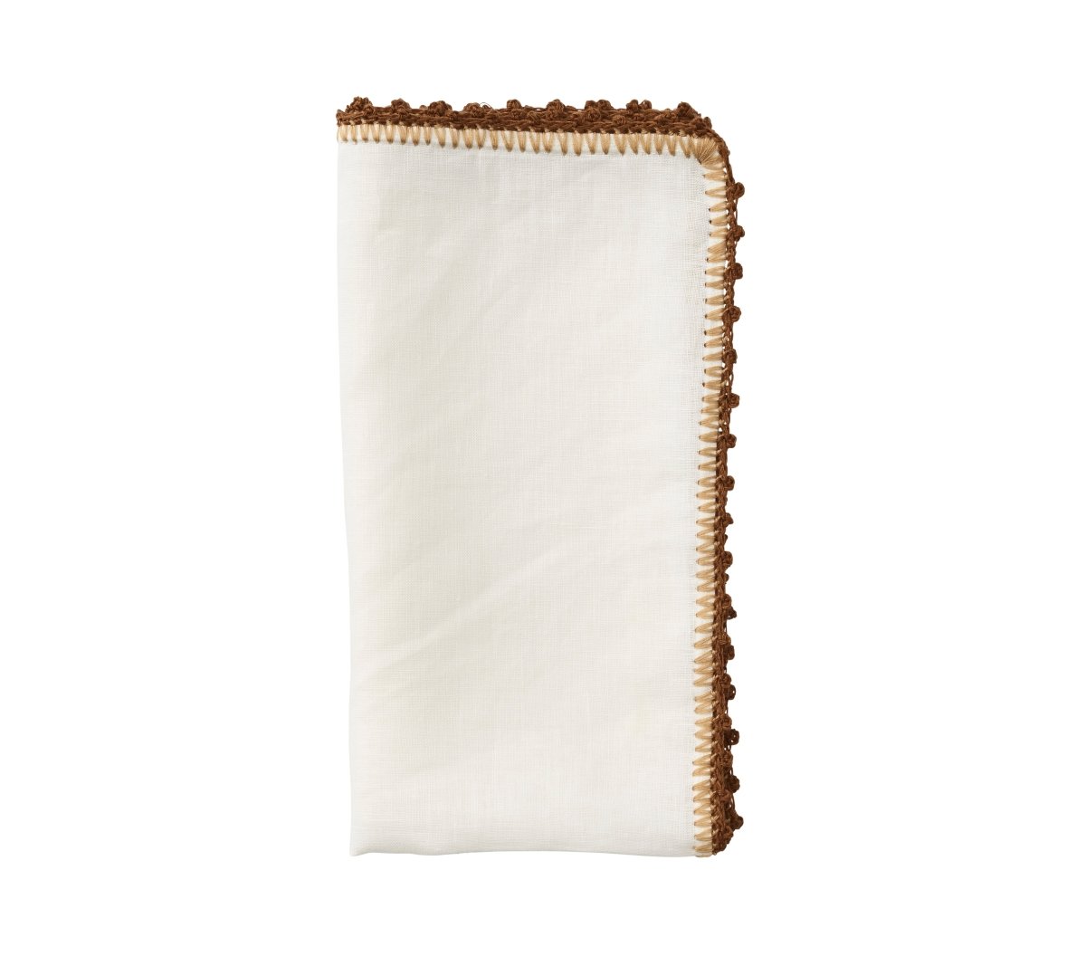 Knotted Edge Napkin in White Natural & Brown Set of 4 by Kim Seybert