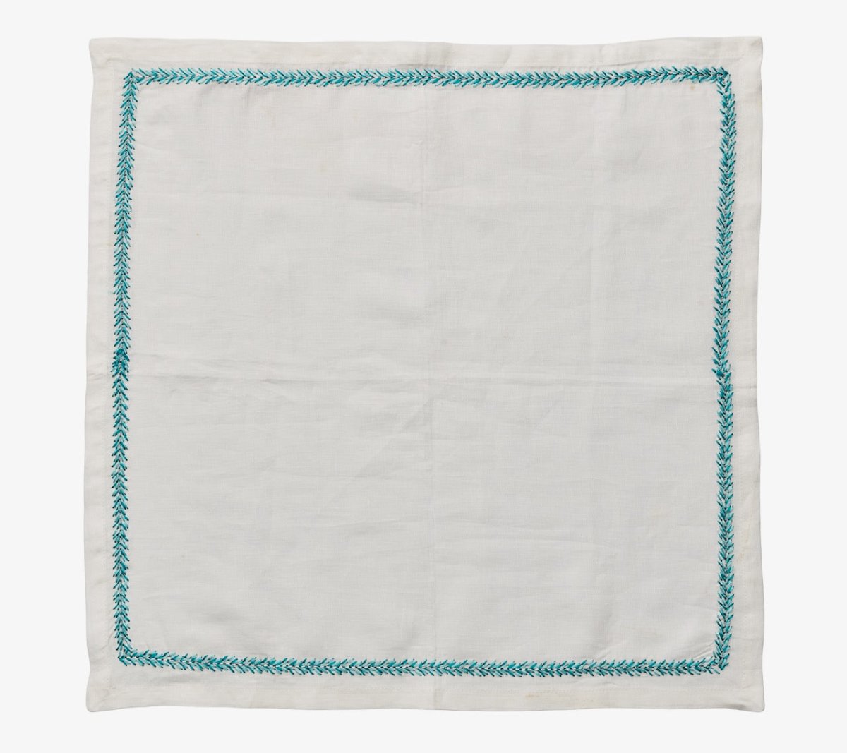 Jardin Napkin in White & Turquoise Set of 4 by Kim Seybert