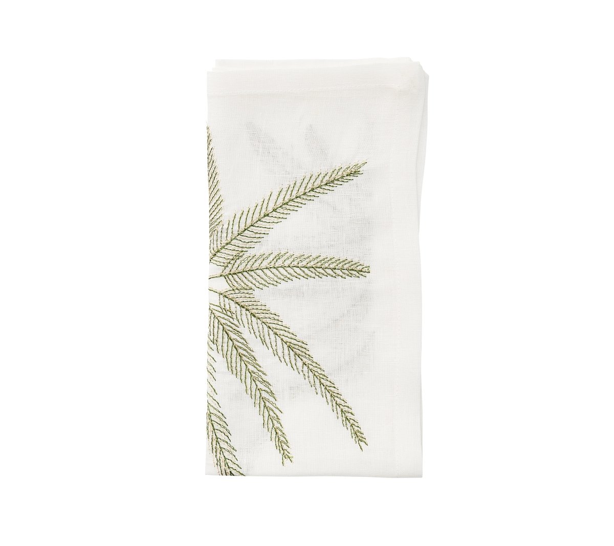 Palm Coast Napkin in White Green & Gold Set of 4 by Kim Seybert