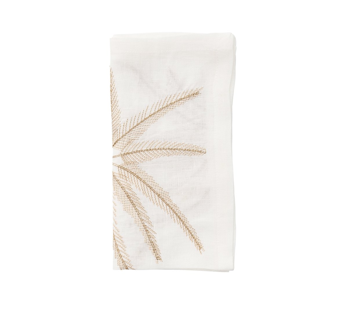 Palm Coast Napkin in White Natural & Gold Set of 4 by Kim Seybert