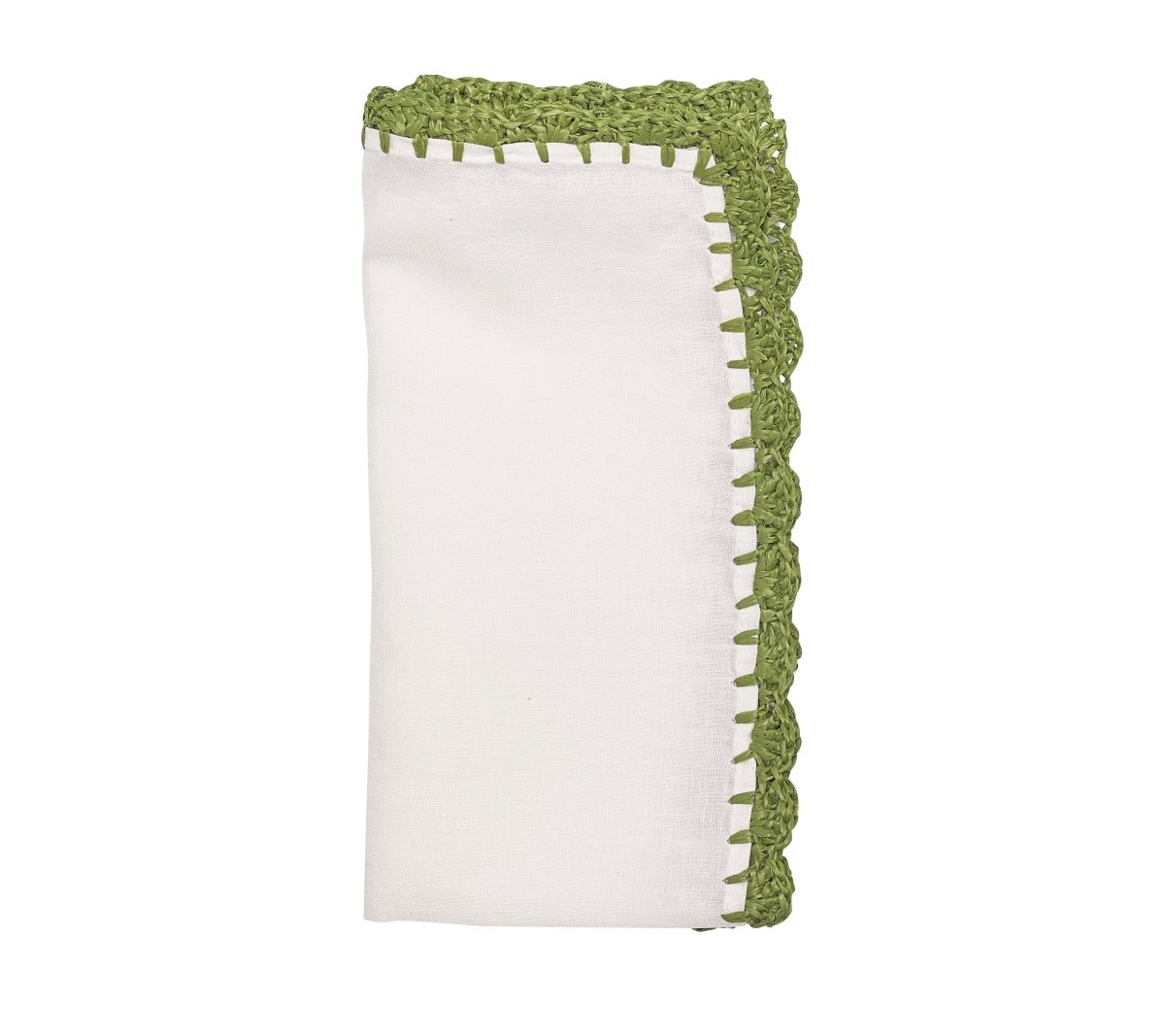 Shell Edge Napkin in White & Green Set of 4 by Kim Seybert