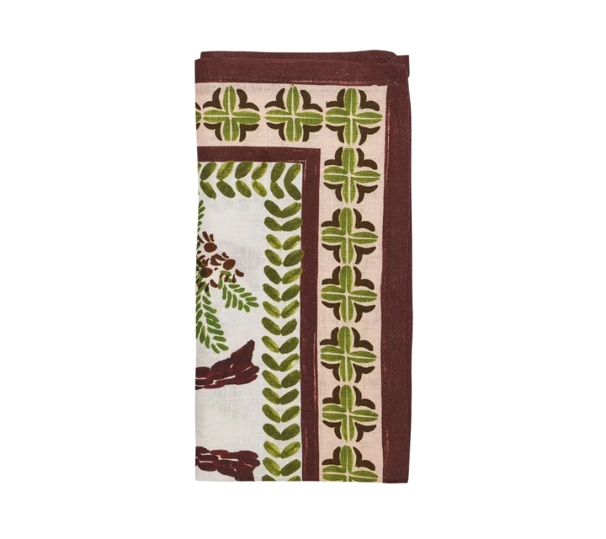 Oasis Napkin in Ivory Green & Brown Set of 4 by Kim Seybert