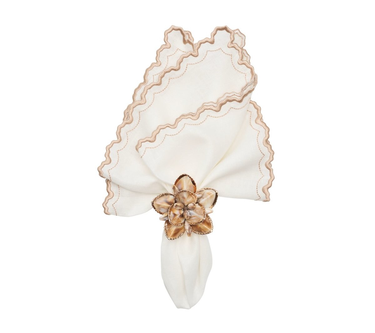 Arches Napkins in White & Natural Set of 4 by Kim Seybert