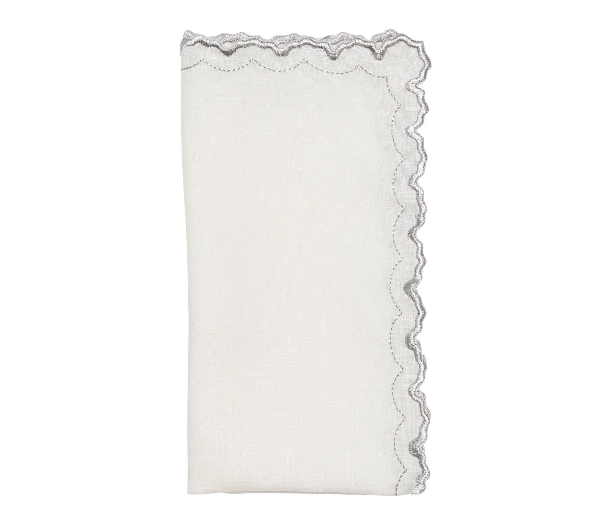 Arches Napkins in White & Silver Set of 4 by Kim Seybert