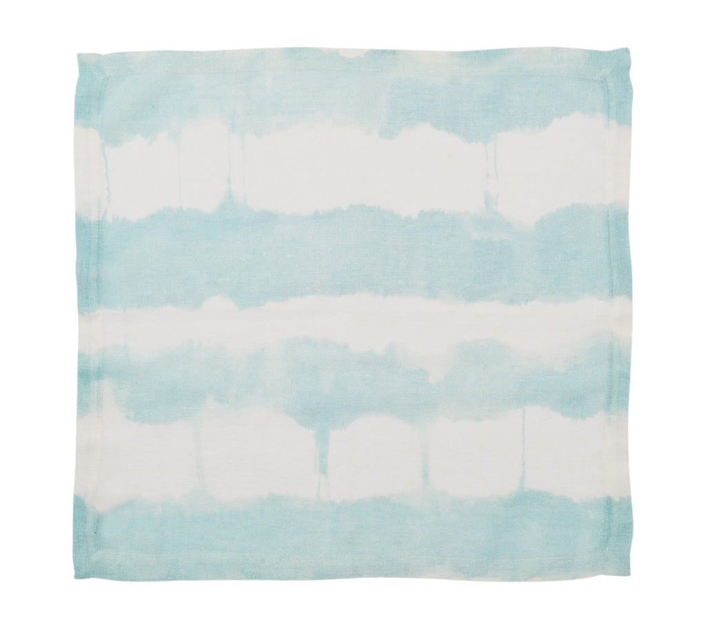 Watercolor Stripe Napkins in White & Seafoam Set of 4 by Kim Seybert