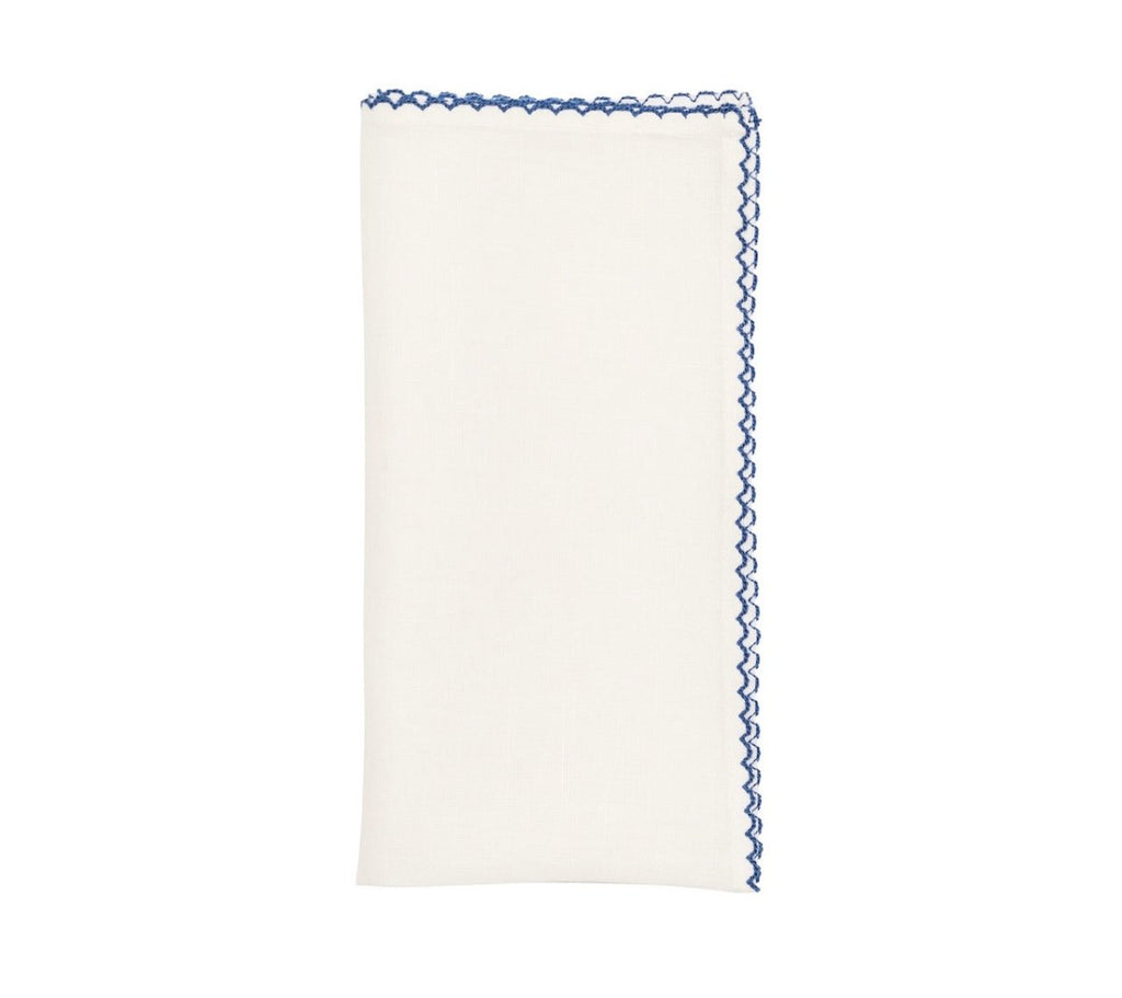 Casbah Napkins Set of 4 White & Blue by Kim Seybert