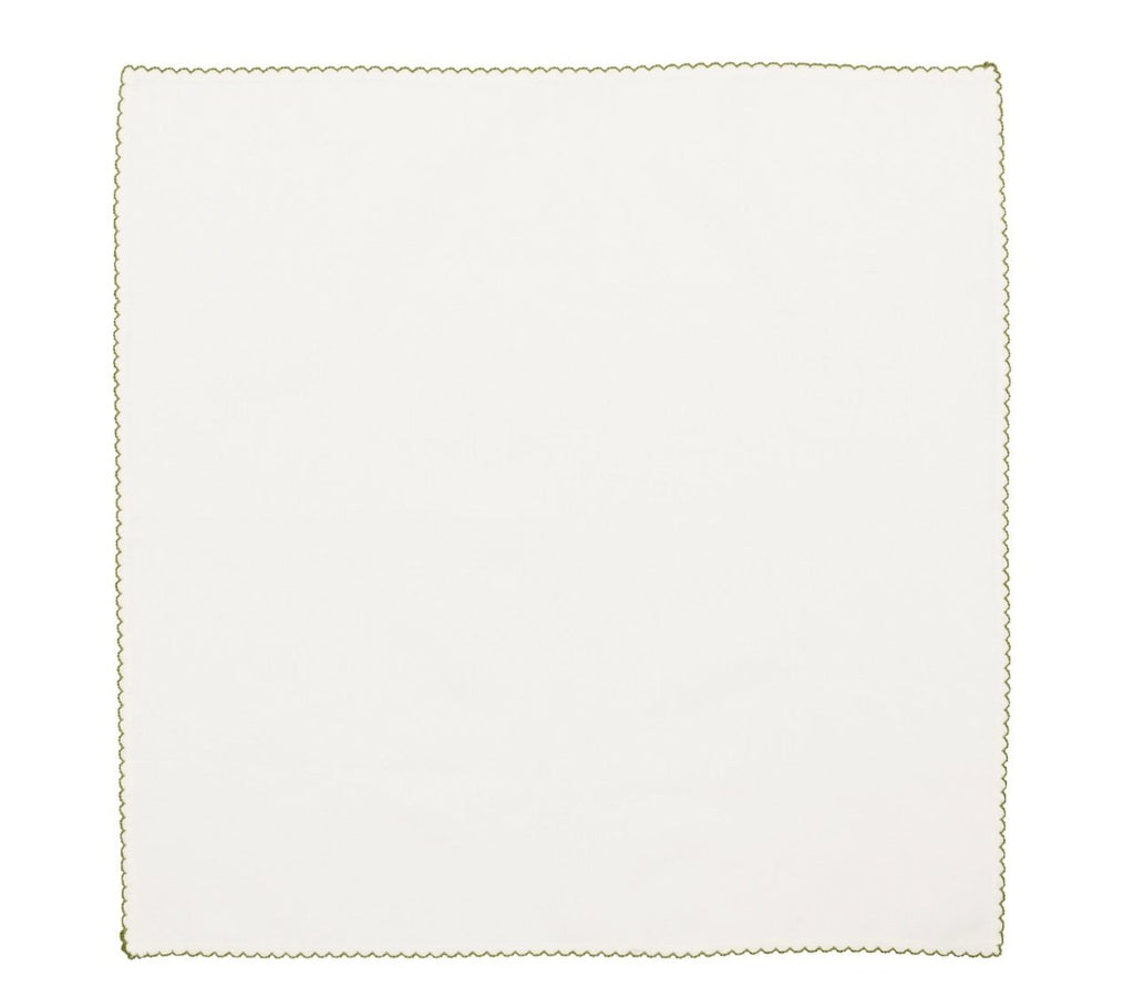 Casbah Napkins Set of 4 White & Green by Kim Seybert
