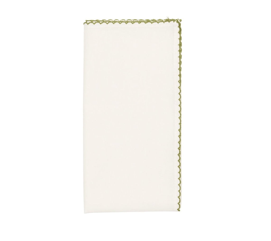 Casbah Napkins Set of 4 White & Green by Kim Seybert