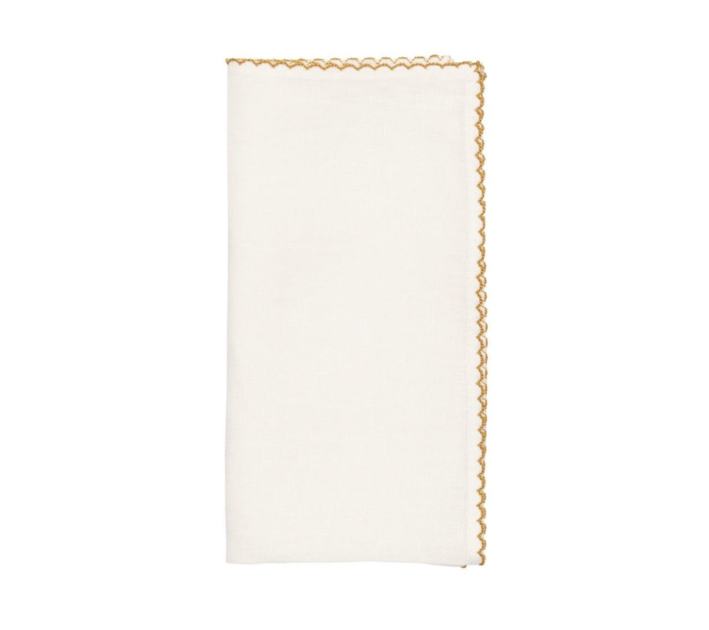Casbah Napkins Set of 4 White & Natural by Kim Seybert