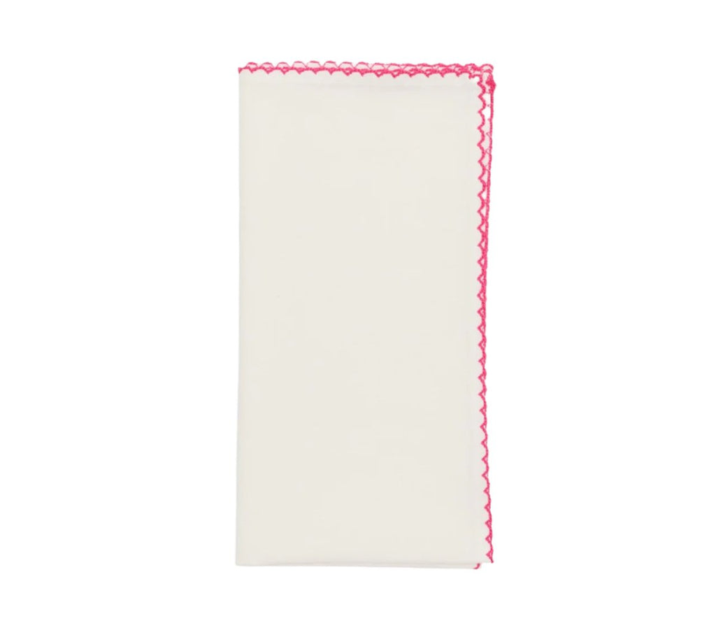 Casbah Napkins Set of 4 White & Pink by Kim Seybert
