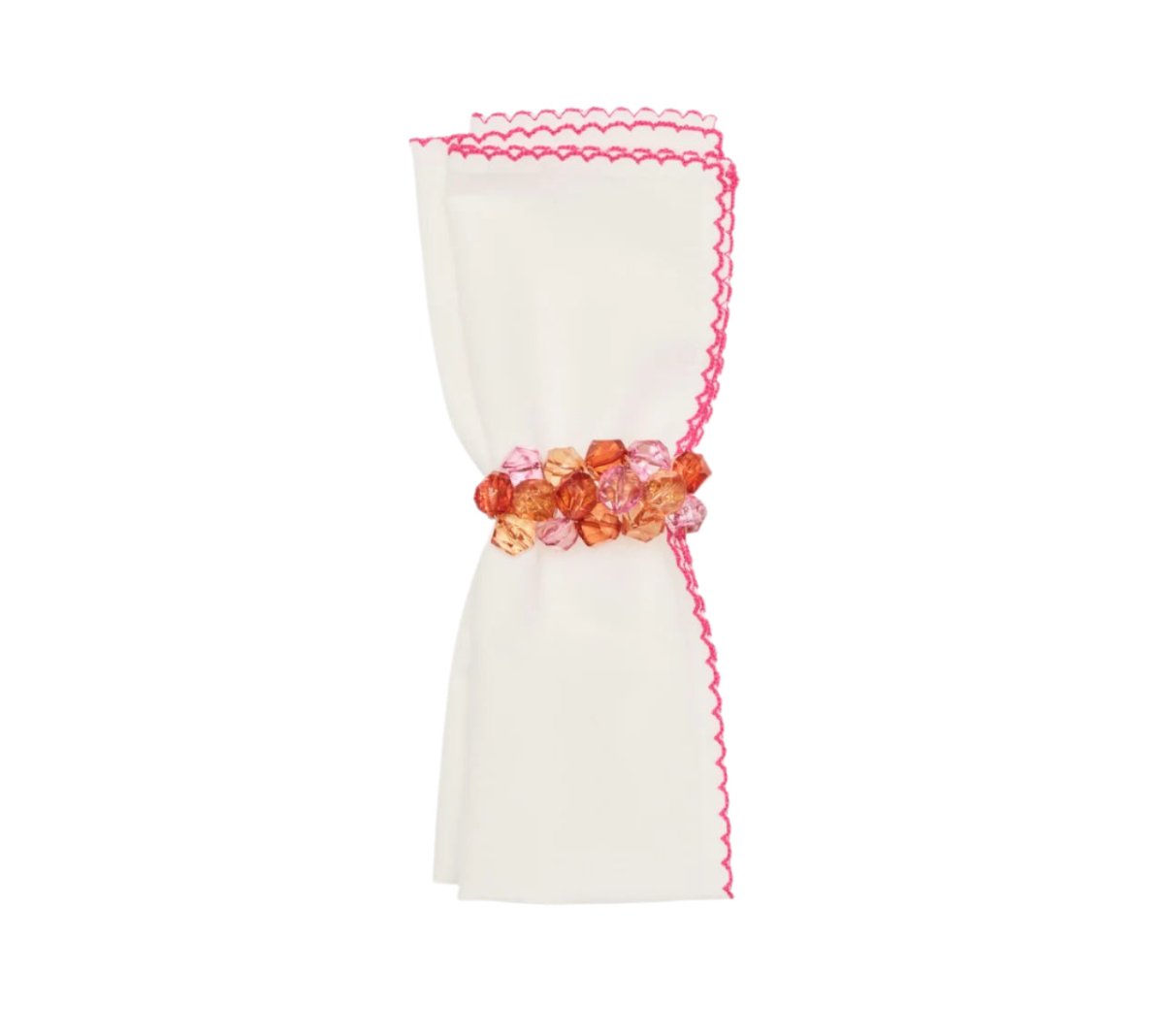 Casbah Napkins Set of 4 White & Pink by Kim Seybert