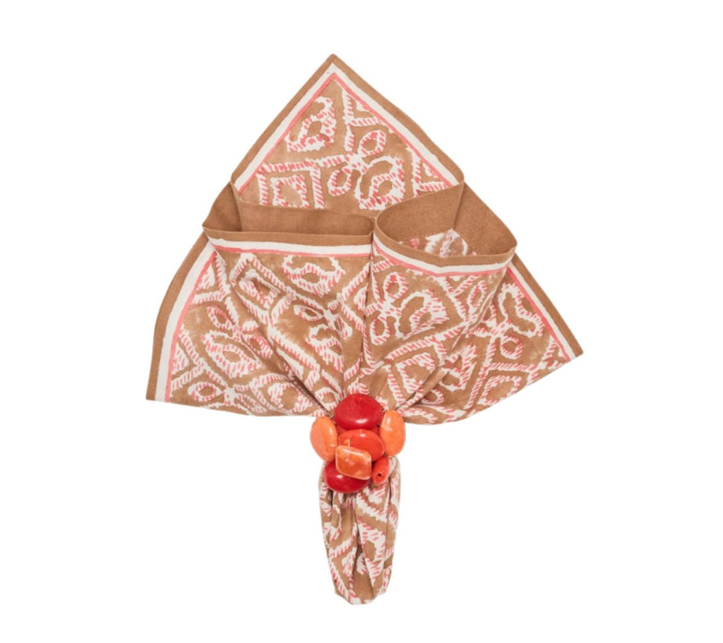 Alfresco Napkins Set of 4 in Brown & Orange by Kim Seybert