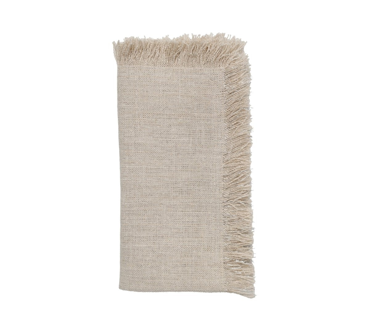 Fringe Napkin in Natural & Silver Set of 4 by Kim Seybert