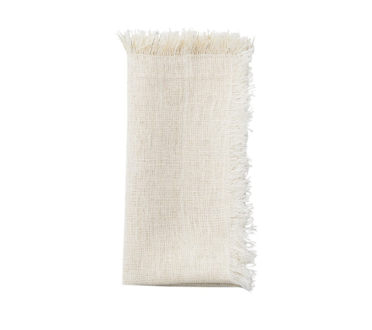Fringe Napkin in White & Gold Set of 4 by Kim Seybert
