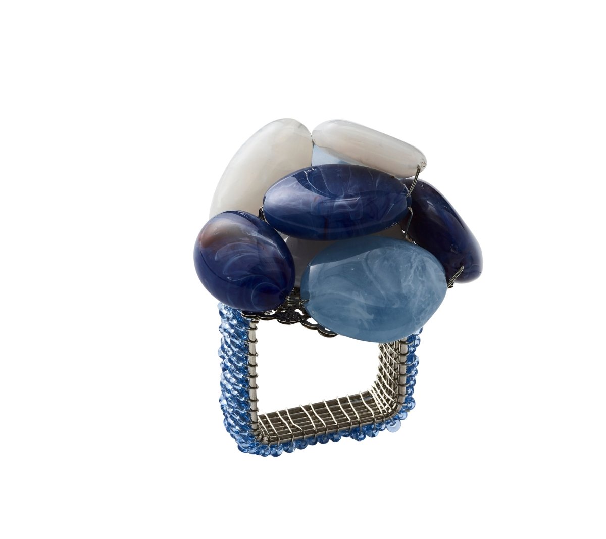 Sea Stone Napkin Ring in Navy Set of 4 by Kim Seybert