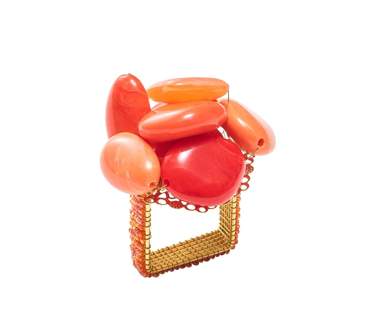 Sea Stone Napkin Ring in Orange Set of 4 by Kim Seybert