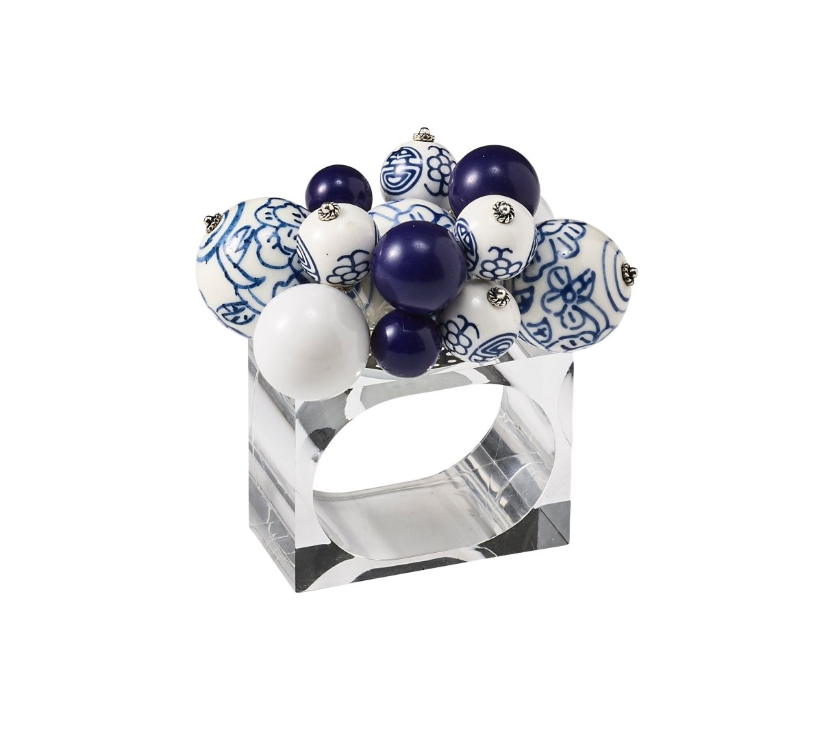 Cloud Napkin Ring in White & Blue Set of 4 by Kim Seybert