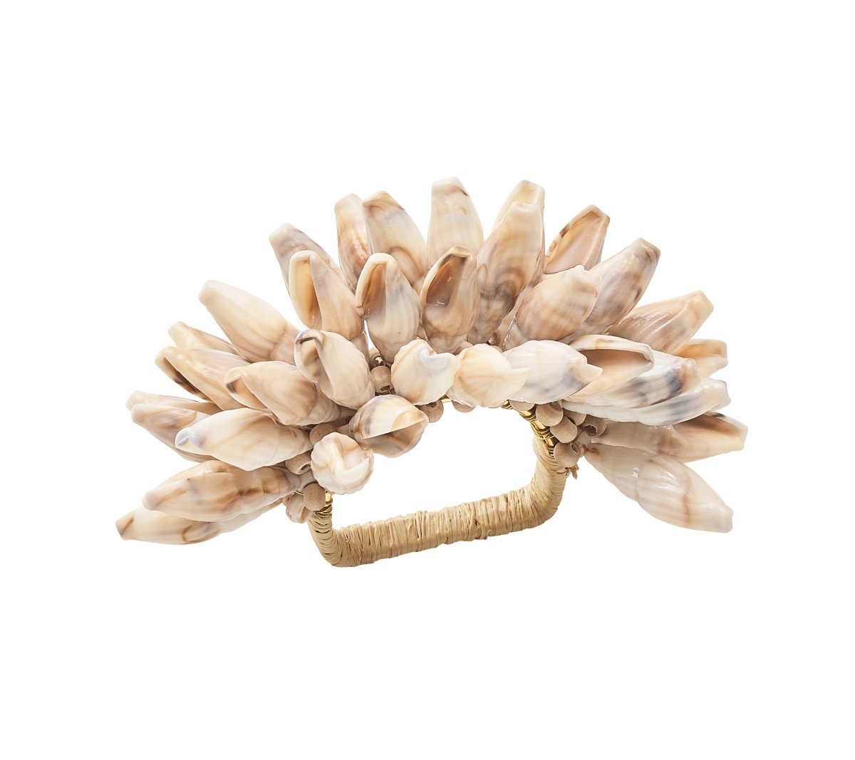 Shell Fringe Napkin Ring in Ivory & Brown Set of 4 by Kim Seybert