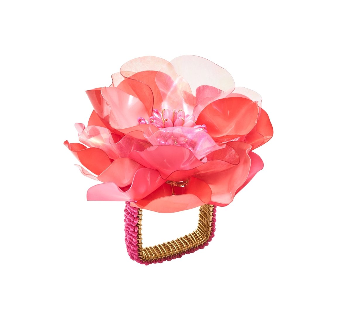 Gardenia Napkin Ring in Salmon Set of 4 by Kim Seybert
