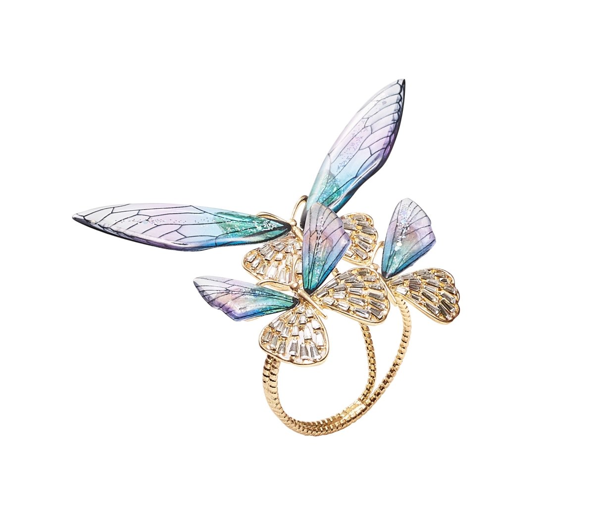 Flutter Napkin Ring in Lilac & Periwinkle Set of 4 in a Gift Box by Kim Seybert