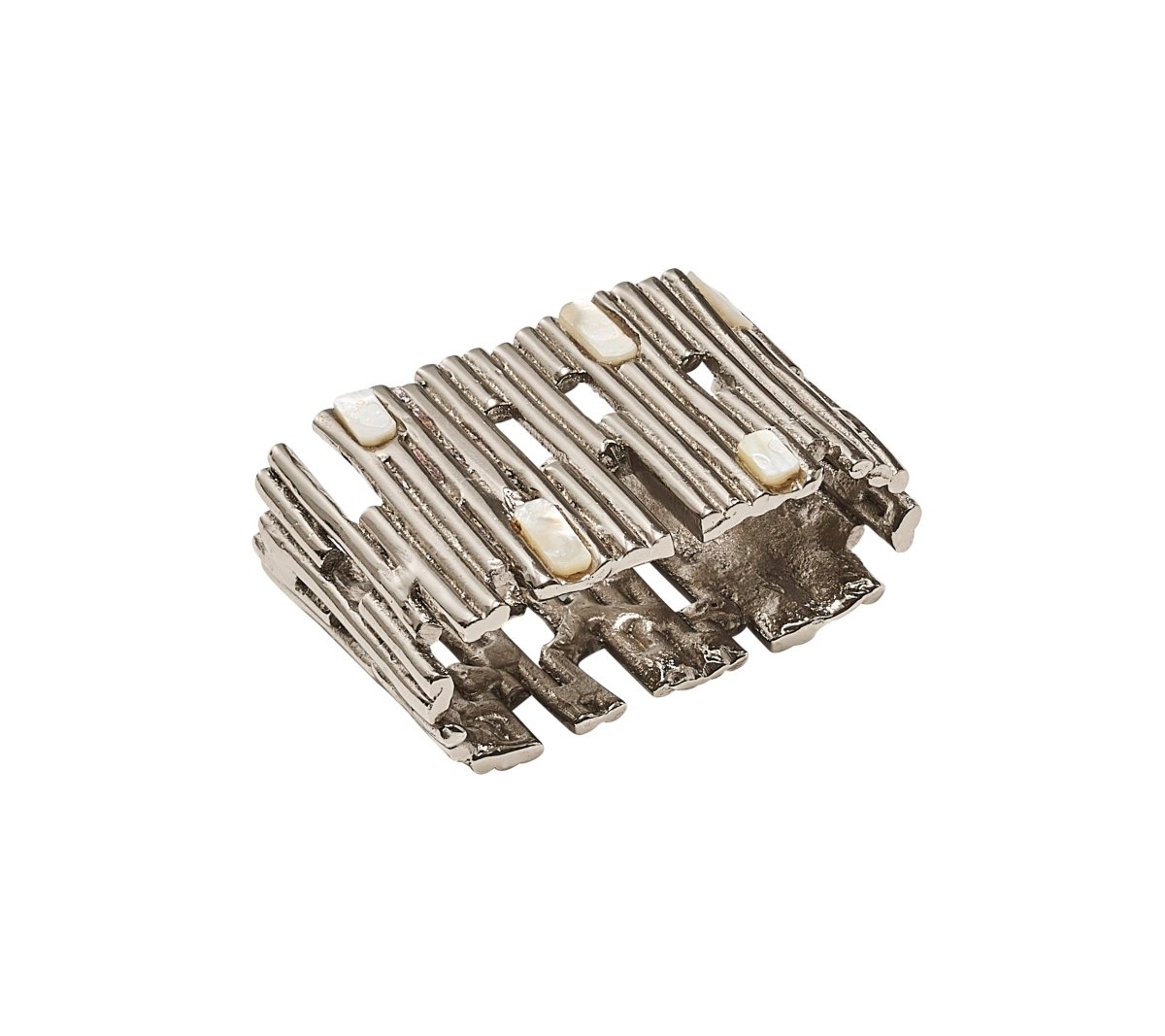 Matrix Napkin Ring in Silver Set of 4 by Kim Seybert