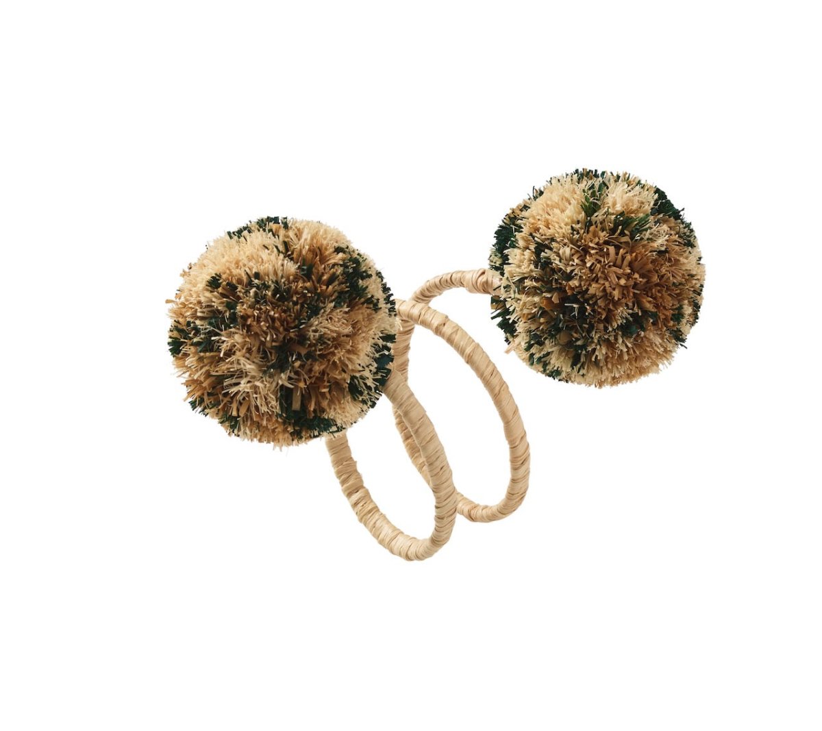 Casbah Napkin Rings Set of 4 in Natural & Green by Kim Seybert