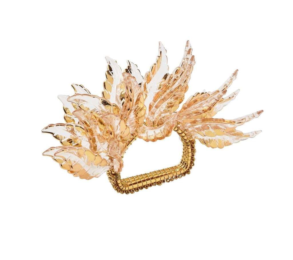 Gilded Leaves Napkin Ring in Gold Set of 4 by Kim Seybert