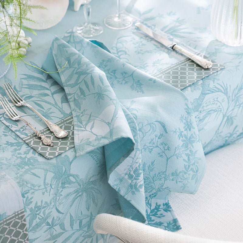 Jardin d'eden blue napkin by le jacquard français