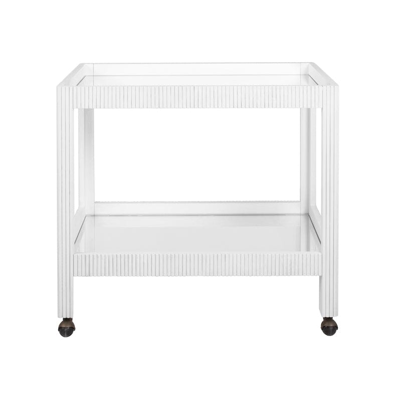 Otis White Fluted Bar Cart by Worlds Away