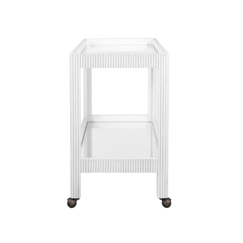 Otis White Fluted Bar Cart by Worlds Away