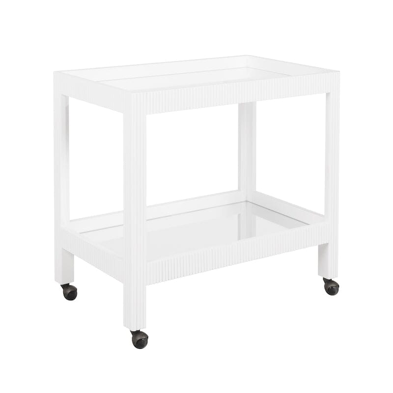 Otis White Fluted Bar Cart by Worlds Away