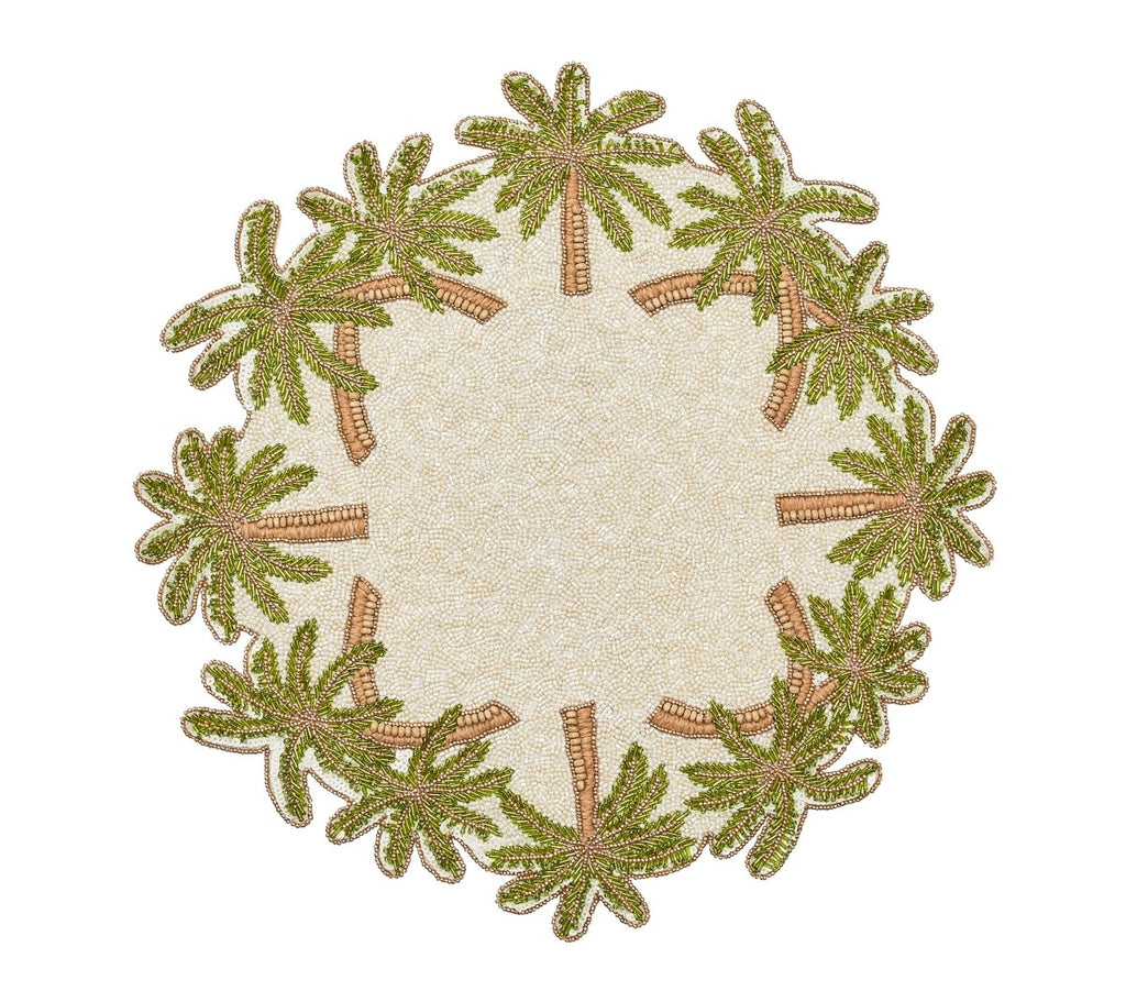 Oasis Placemat in Ivory Green & Gold Set of 2 by Kim Seybert