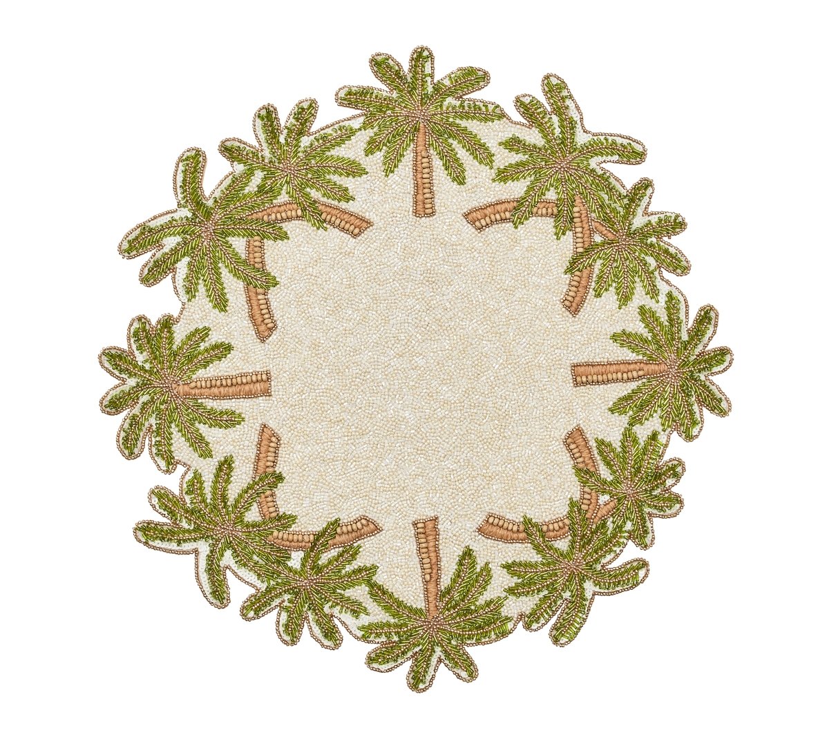 Oasis Placemat in Ivory Green & Gold Set of 2 by Kim Seybert