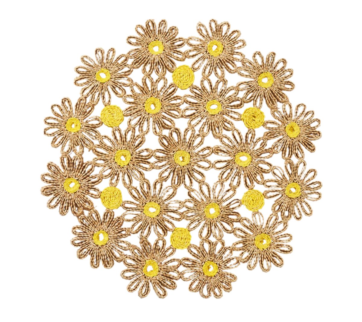 Daisy Placemats in Natural & Yellow Set of 4 by Kim Seybert