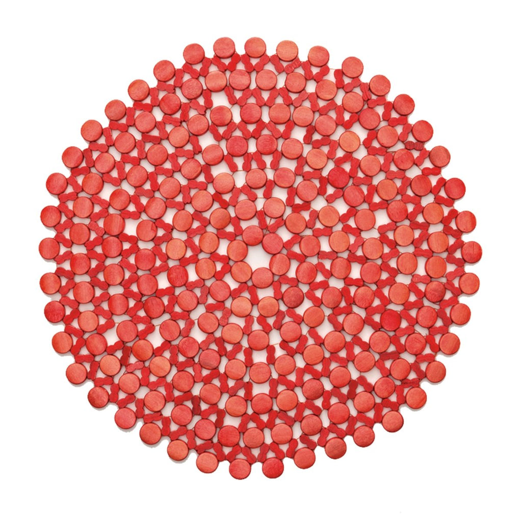 Round Bamboo Placemat in Coral Set of 4 by Kim Seybert
