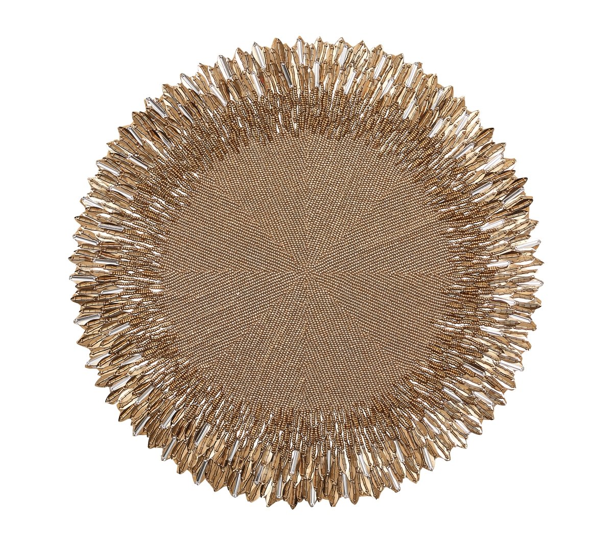 Ray Placemat in Gold & Crystal Set of 2 by Kim Seybert