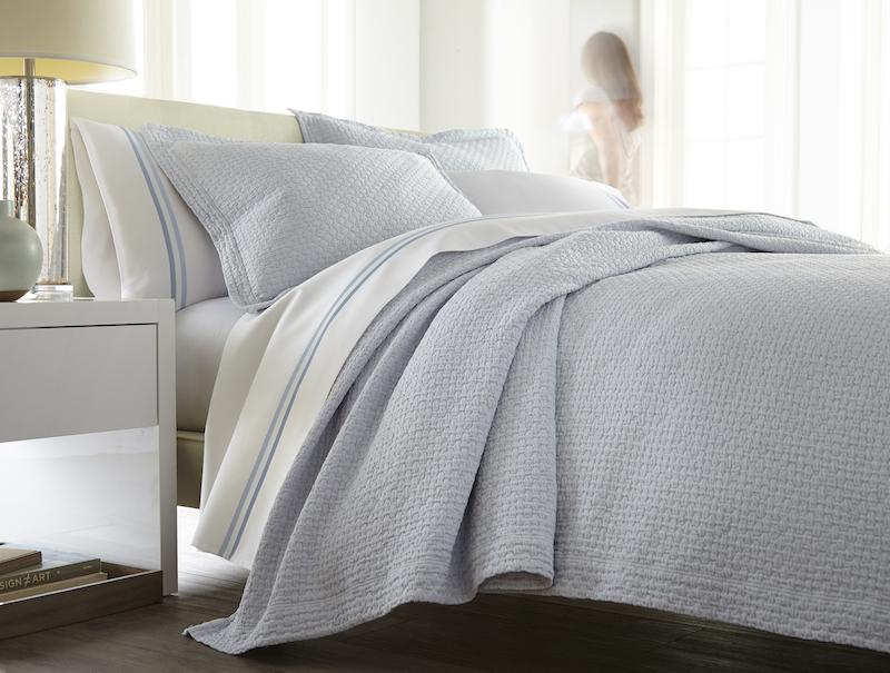 Juliet Barely Blue Matelassé Coverlets by Peacock Alley