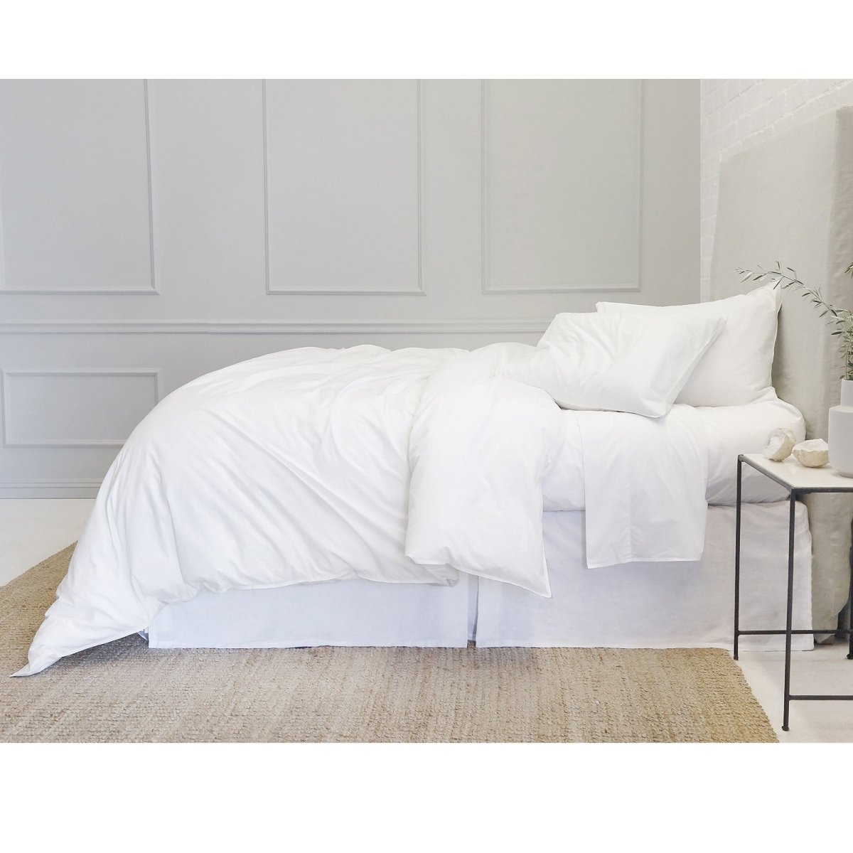 Parker White Cotton Percale Duvet Set