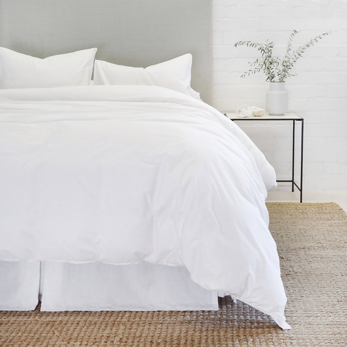 Parker White Cotton Percale Duvet Set
