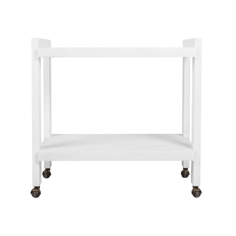 Rockwell Minimalist Bar Cart in White Washed Oak by Worlds Away