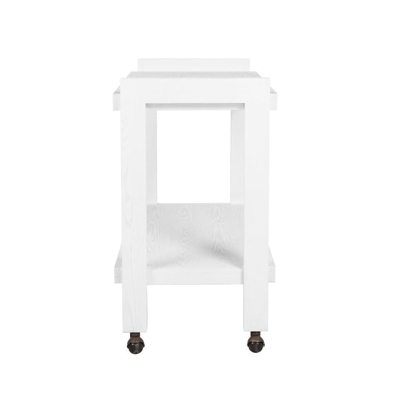 Rockwell Minimalist Bar Cart in White Washed Oak by Worlds Away