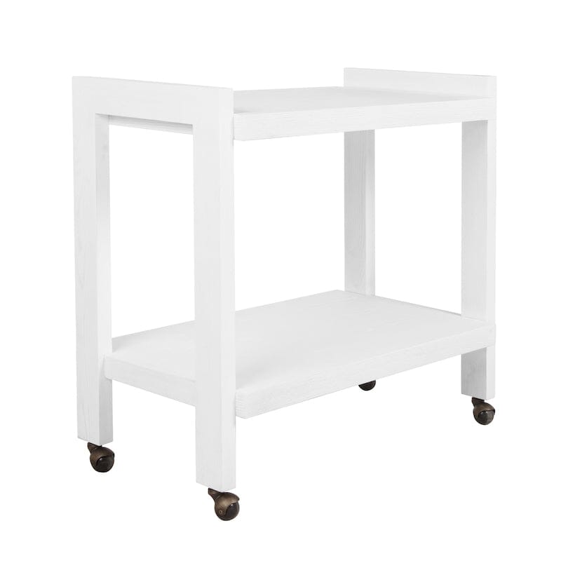 Rockwell Minimalist Bar Cart in White Washed Oak by Worlds Away