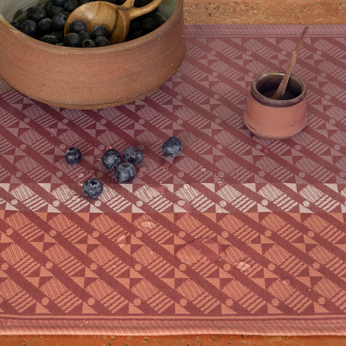 Veine Graphique Red Coated Placemats by Le Jacquard Francais