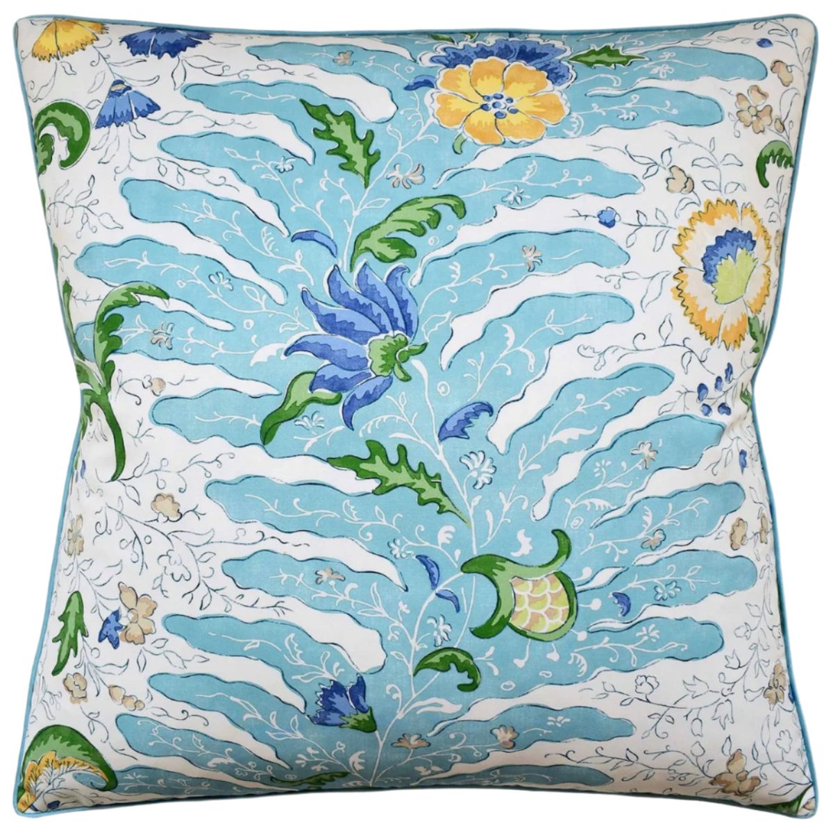 Riviere Print Aqua Decorative Pillows by Ryan Studio