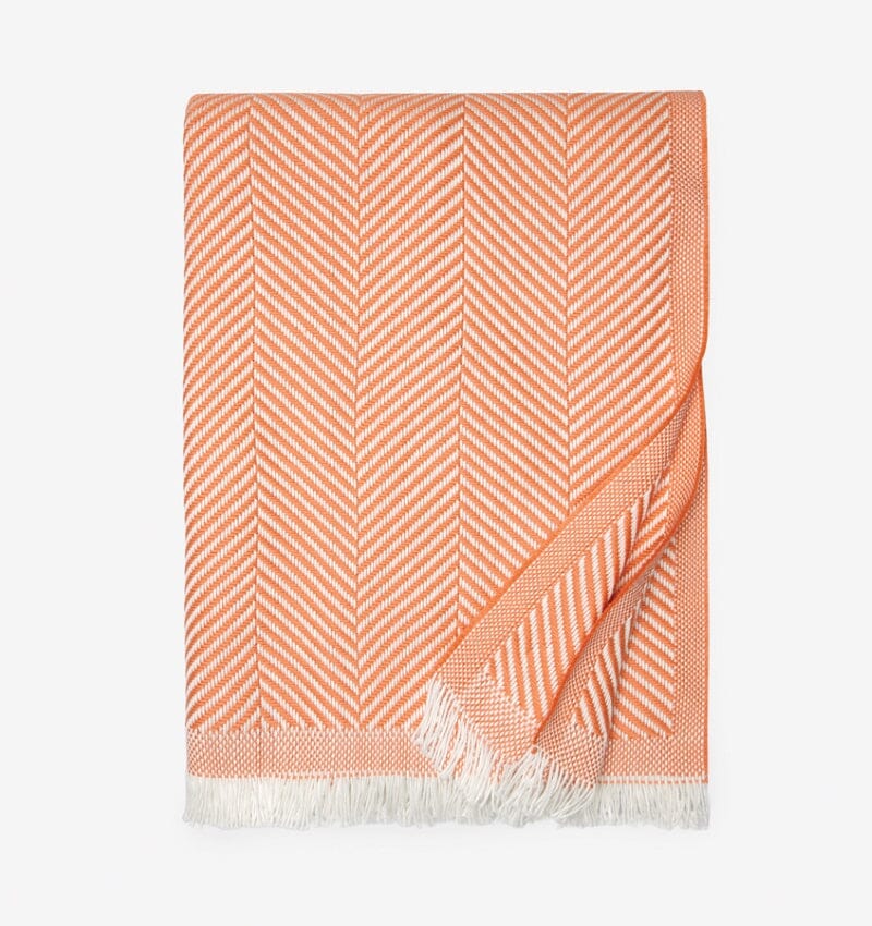 Costa Peach Throw Blanket by Sferra Fine Linens
