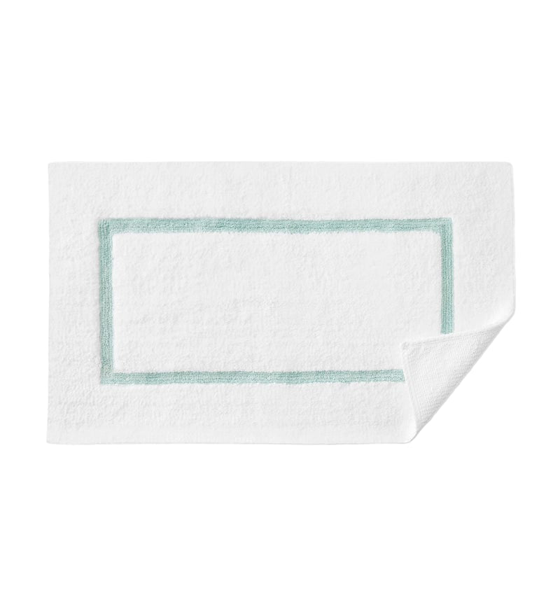 Lindo Bath Rug in White and Aqua by Sferra