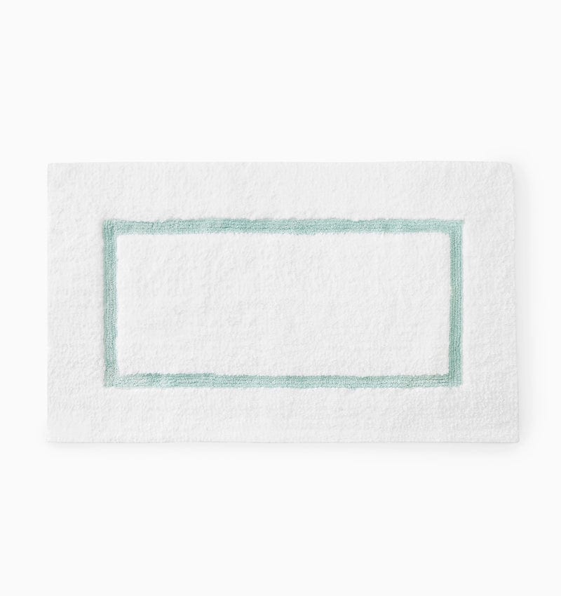 Lindo Bath Rug in White and Aqua by Sferra
