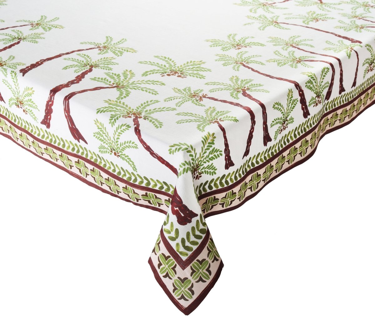 Oasis Tablecloth in Ivory Green & Brown by Kim Seybert