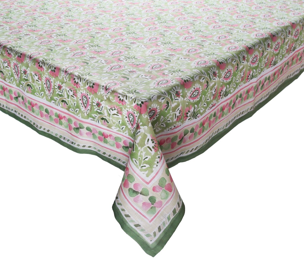 Mira Tablecloth in Green & Pink by Kim Seybert